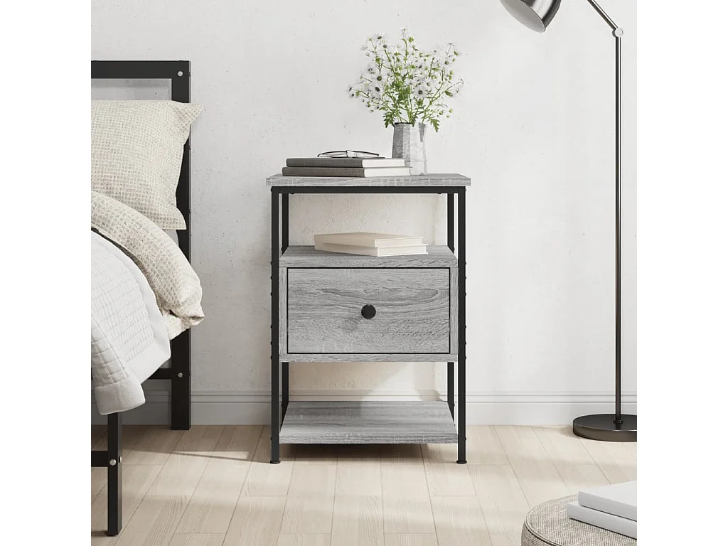 Lysli  Table de chevet sonoma gris 40x42x56 cm bois d'ingénierie
