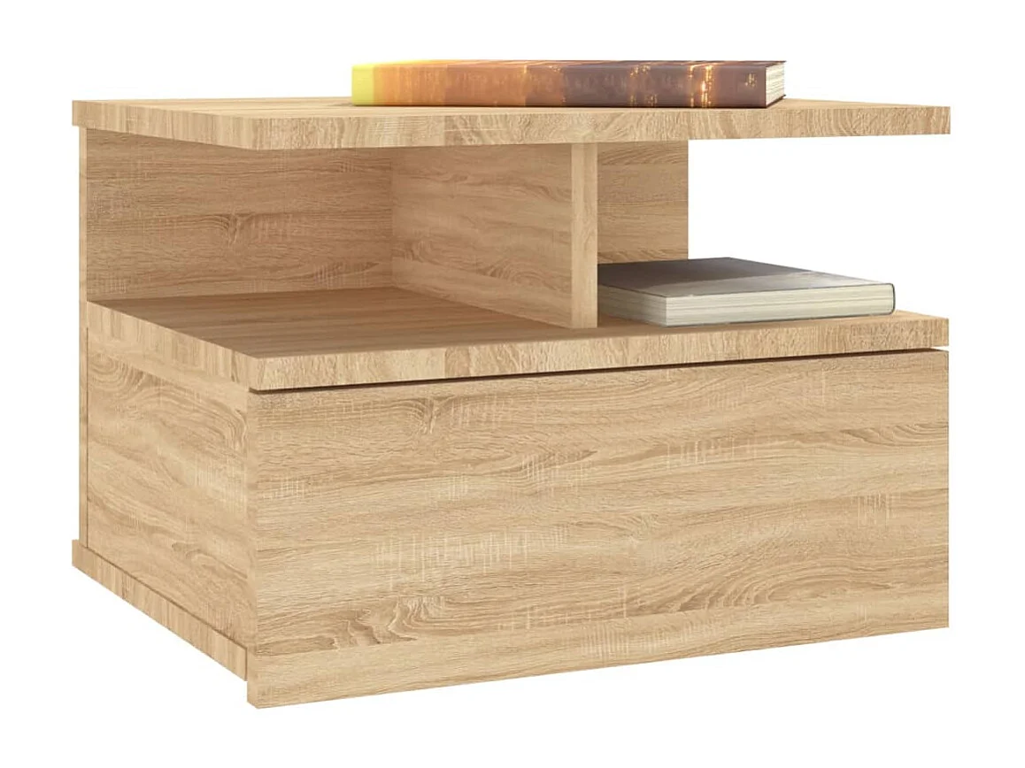 Emmanuelle  Table de chevet flottante Chêne sonoma Bois d'ingénierie