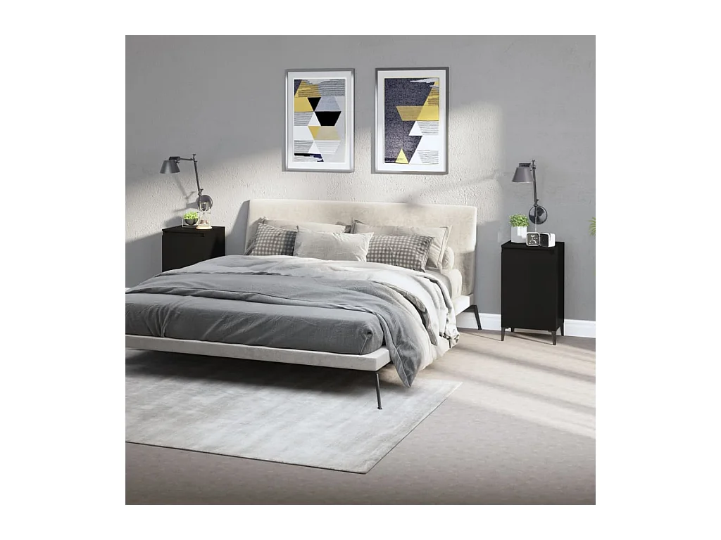 Riley Mae  Tables de chevet 2 pcs noir 40x35x70 cm bois d'ingénierie