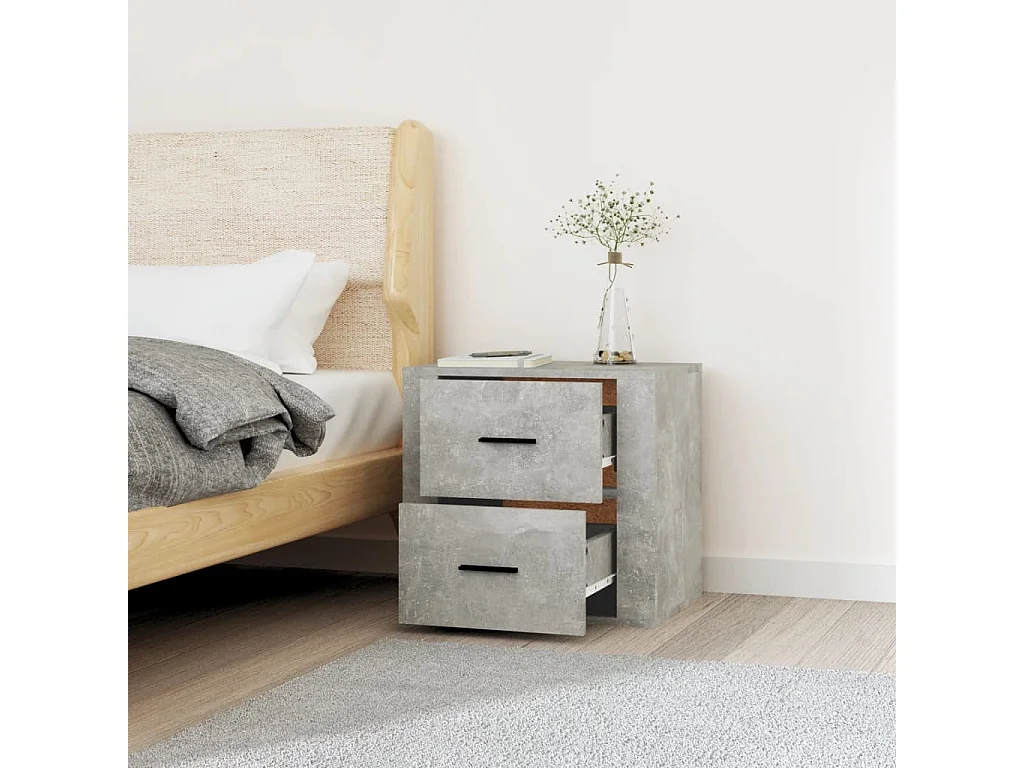 Goshen  Comodino a Muro Grigio Cemento 50x36x47 cm