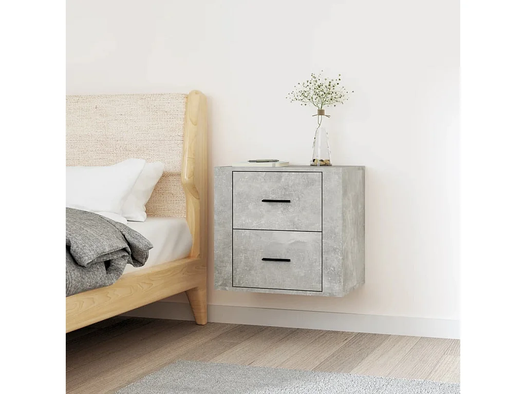 Goshen  Comodino a Muro Grigio Cemento 50x36x47 cm