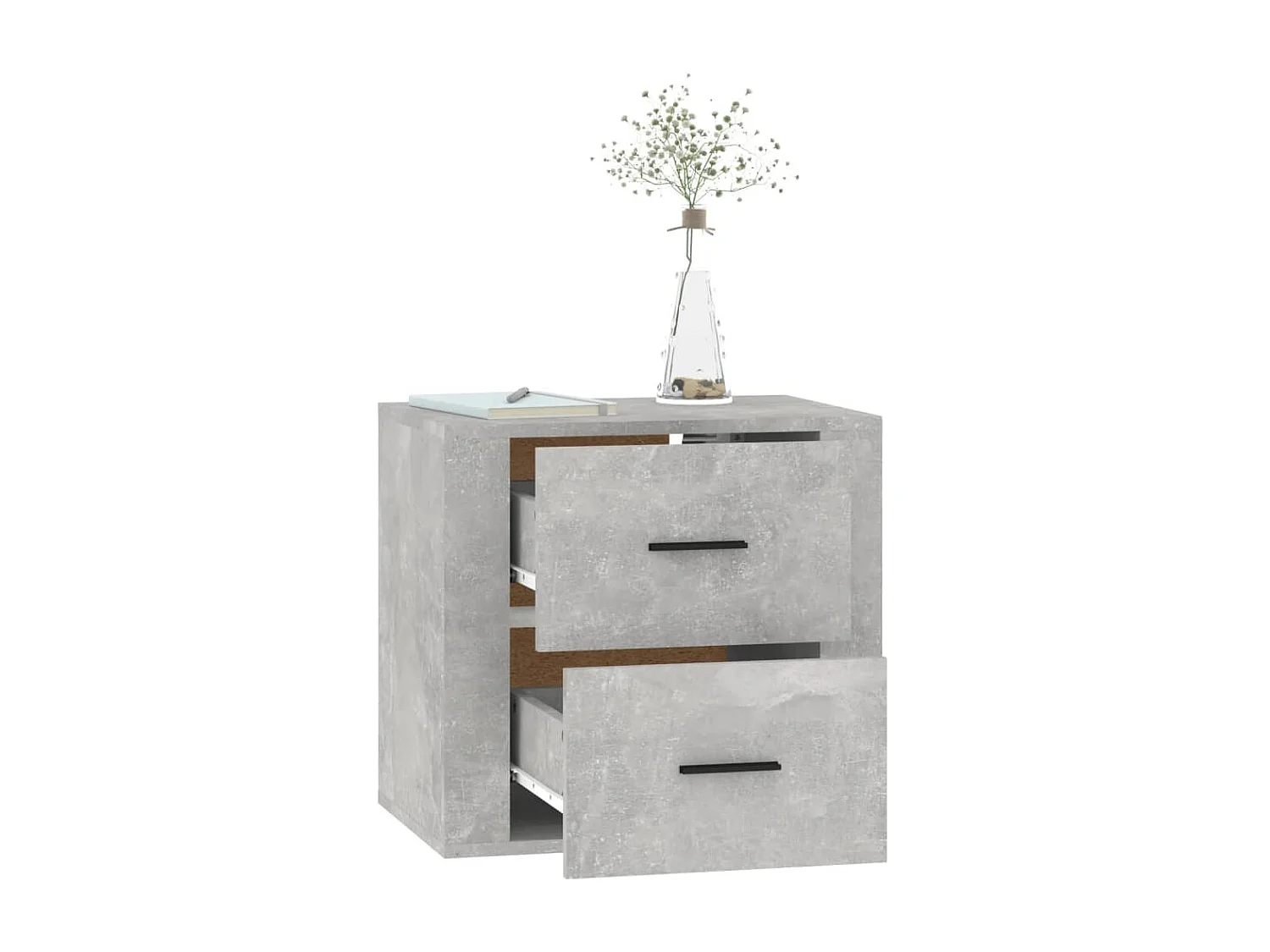 Goshen  Comodino a Muro Grigio Cemento 50x36x47 cm