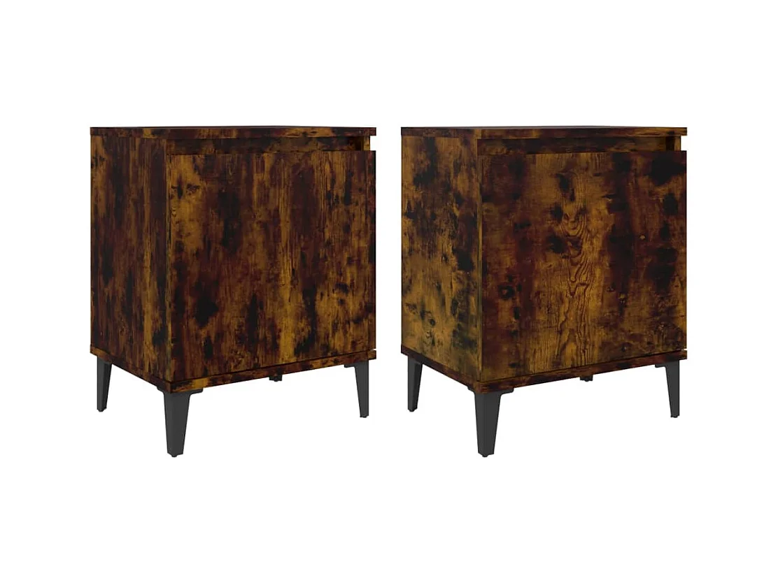 Council Bluffs  Tables de chevet avec pieds en métal chêne fumé 40x30x50 cm