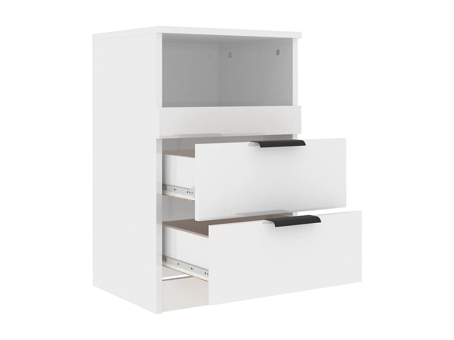 Damien  Comodini 2 pz Bianco Lucido in Legno Multistrato