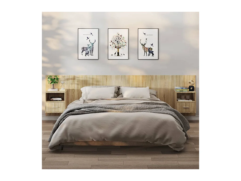 Bella Marie  Tables de chevet murales 2 pcs Chêne sonoma