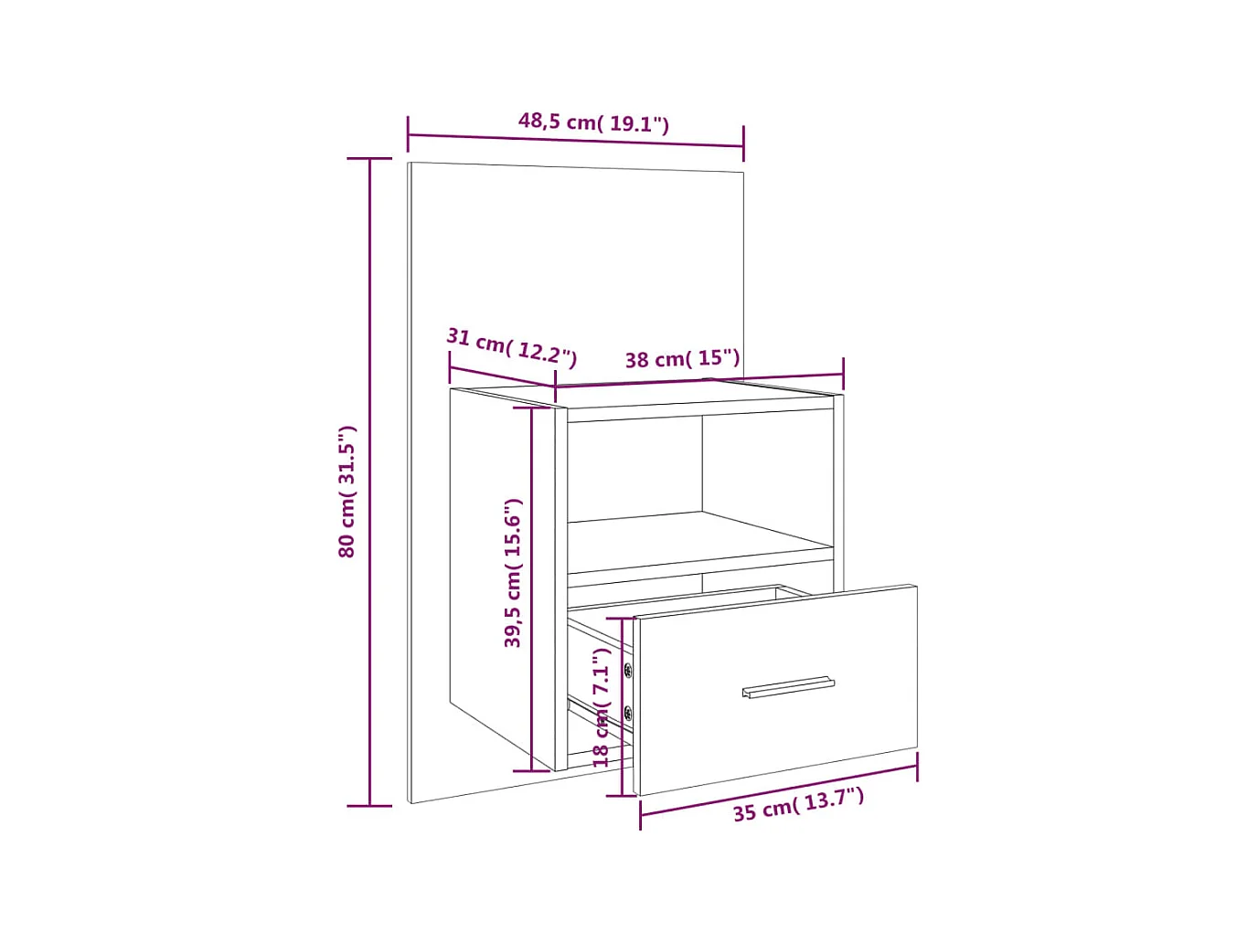 Bella Marie  Tables de chevet murales 2 pcs Chêne sonoma