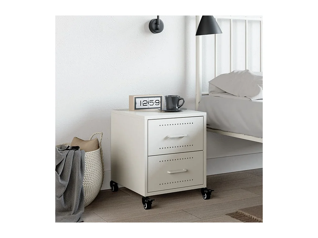 Roanoke  Table de chevet blanc 36x39x43,5 cm acier