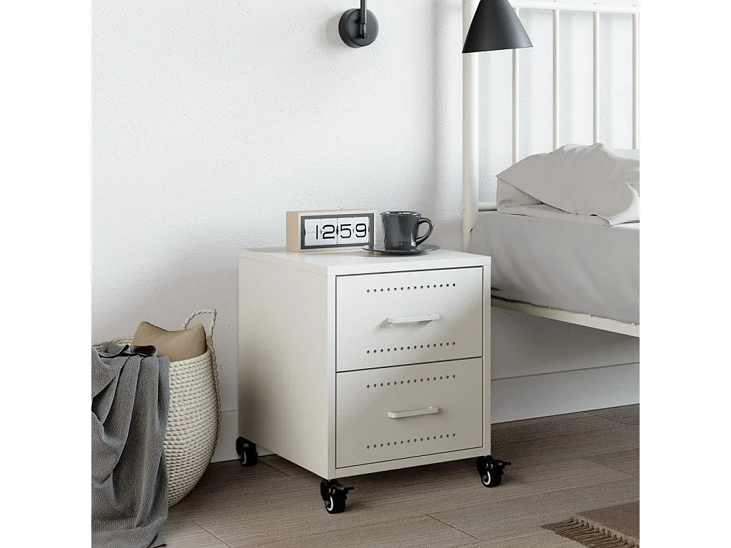 Roanoke  Table de chevet blanc 36x39x43,5 cm acier