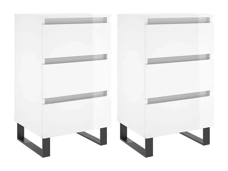 Boxtel  Comodini 2 pz Bianco Lucido 40x35x69 cm in Legno Multistrato