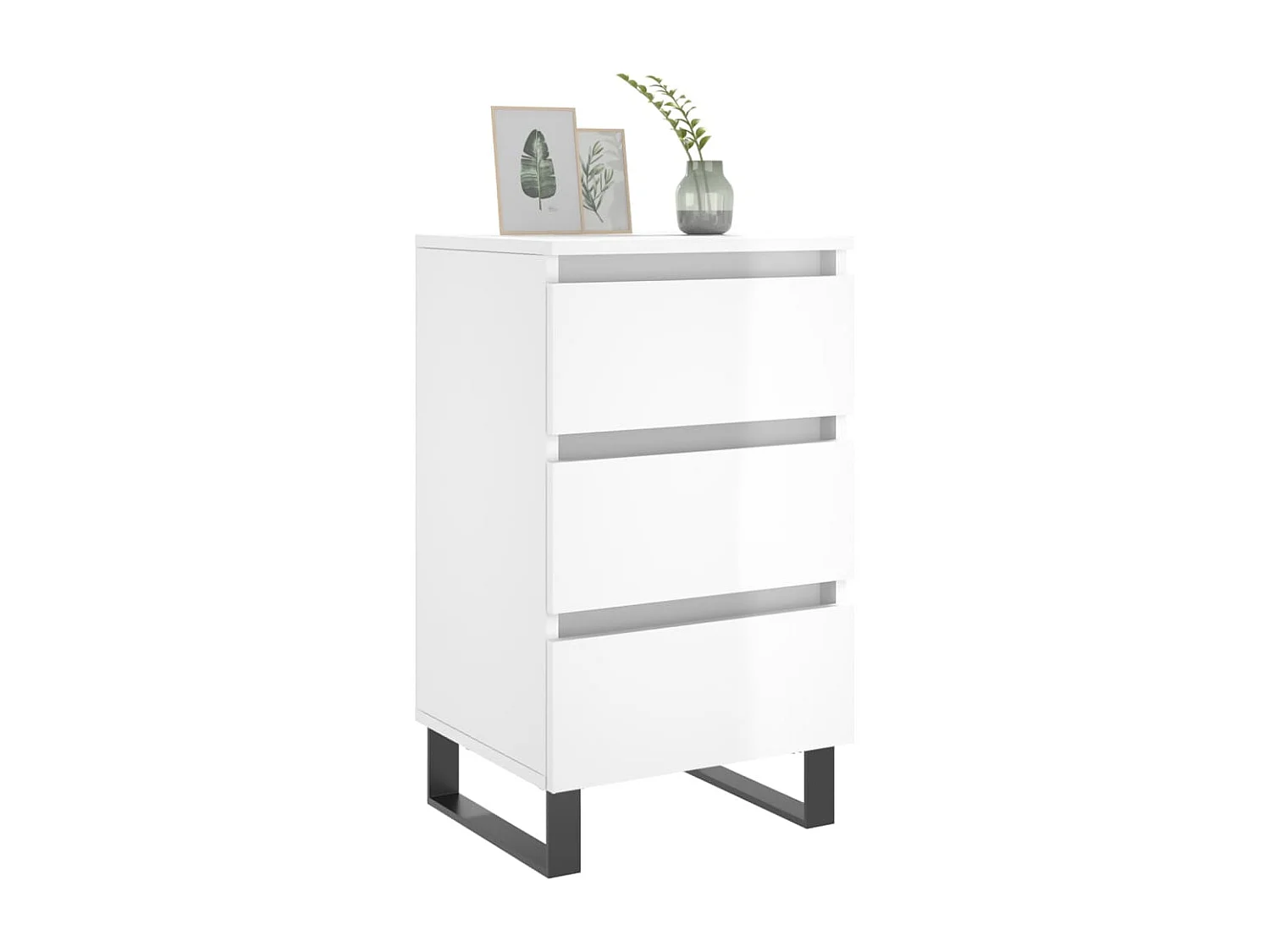 Boxtel  Tables de chevet 2 pcs blanc brillant 40x35x69 cm