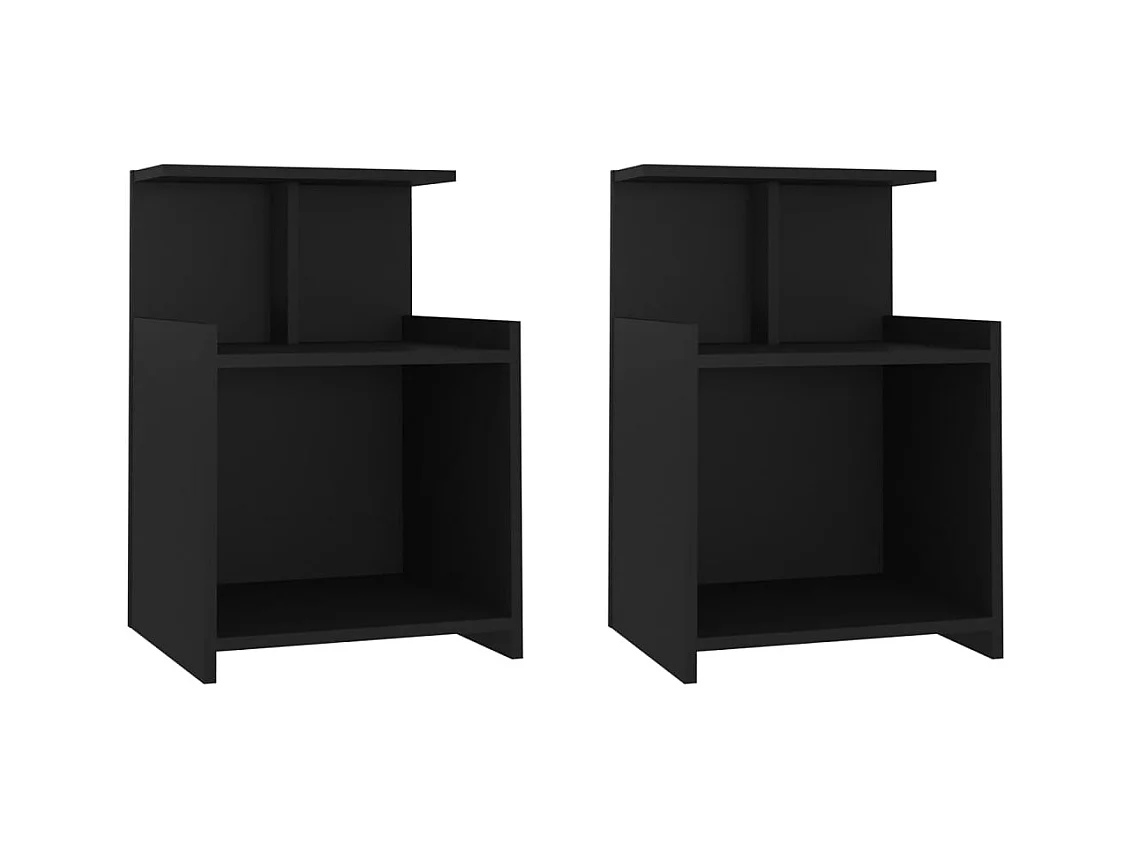 Chad  Tables de chevet 2 pcs Noir 40x35x60 cm Aggloméré