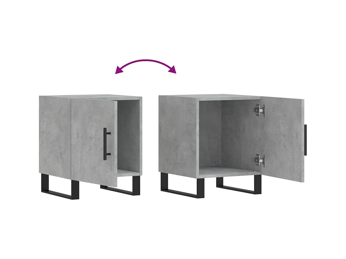 Kuopio  Tables de chevet 2 pcs gris béton 40x40x50 cm bois d’ingénierie