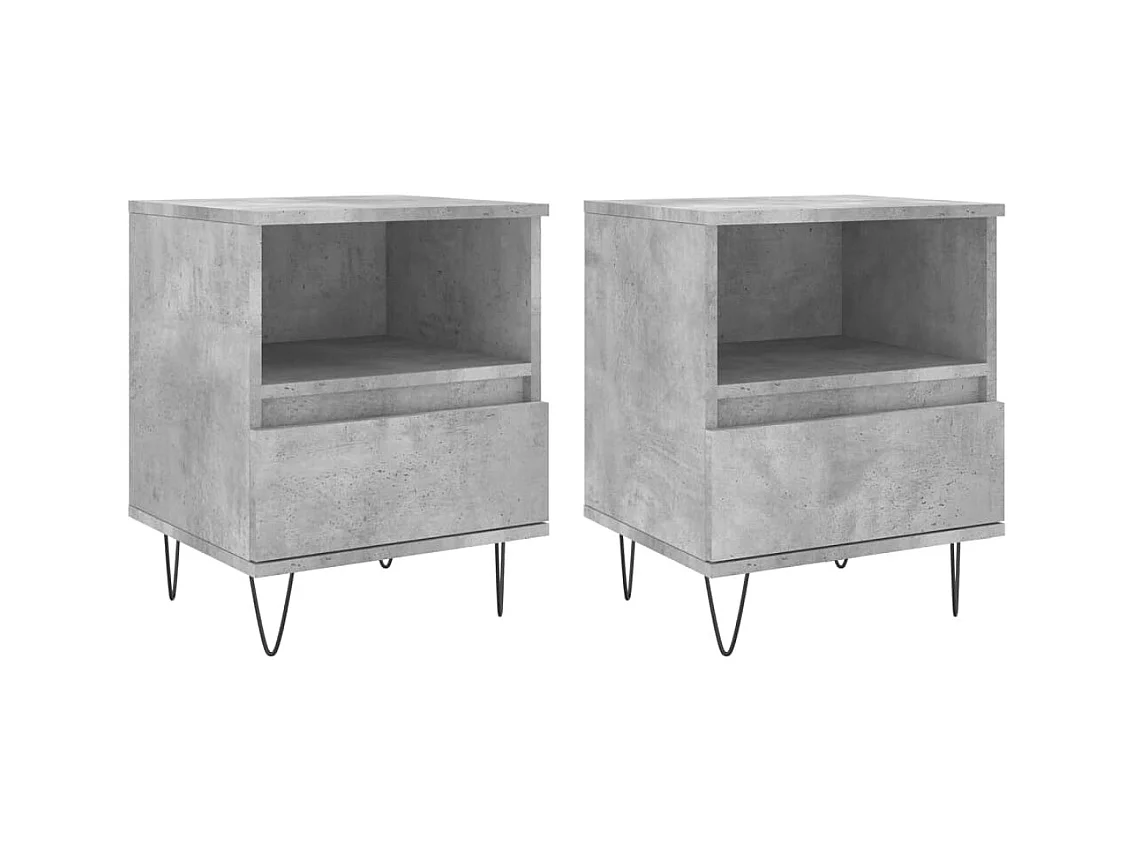 Hulst  Tables de chevet 2 pcs gris béton 40x35x50 cm bois d’ingénierie
