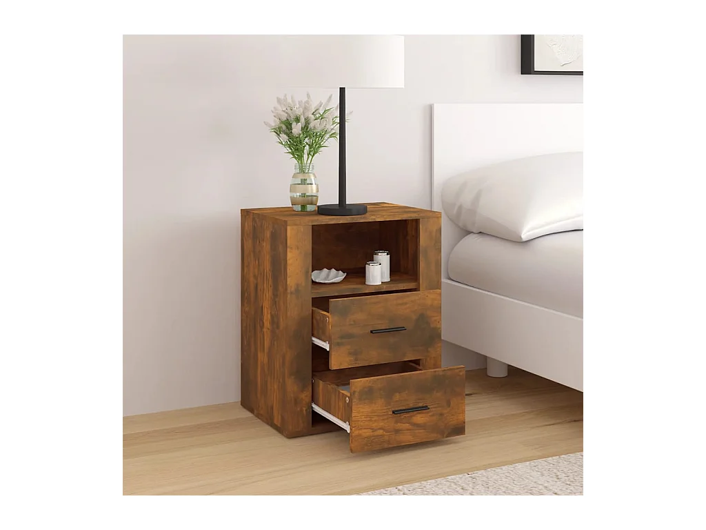 Josephine-Claire  Table de chevet Chêne fumé 50x36x60 cm Bois d'ingénierie