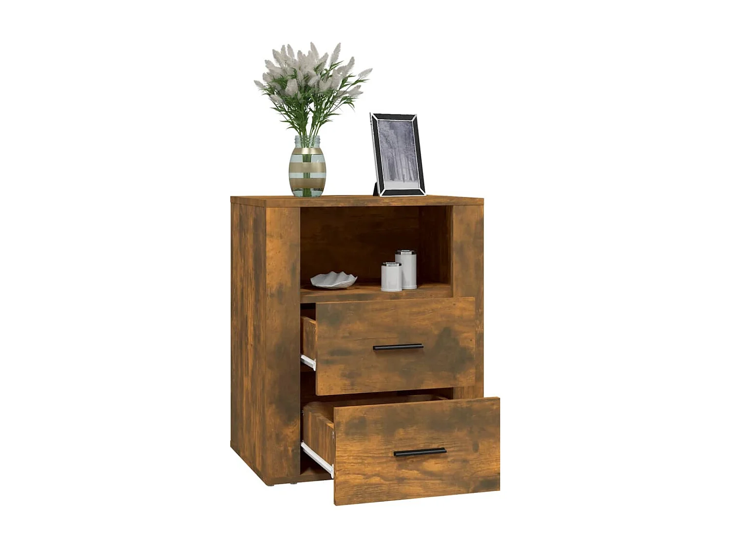 Josephine-Claire  Table de chevet Chêne fumé 50x36x60 cm Bois d'ingénierie