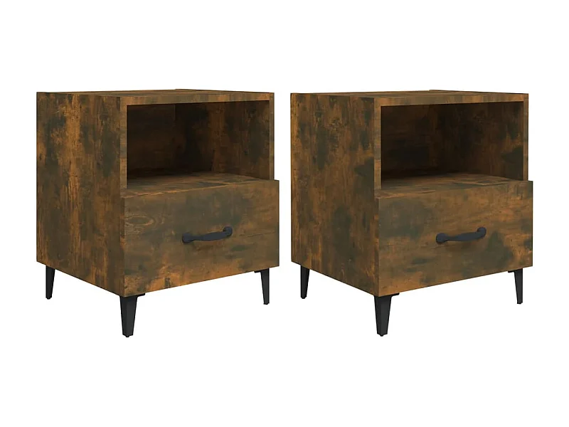 Weedsport  Mesita de noche 2 uds madera contrachapada color roble ahumado