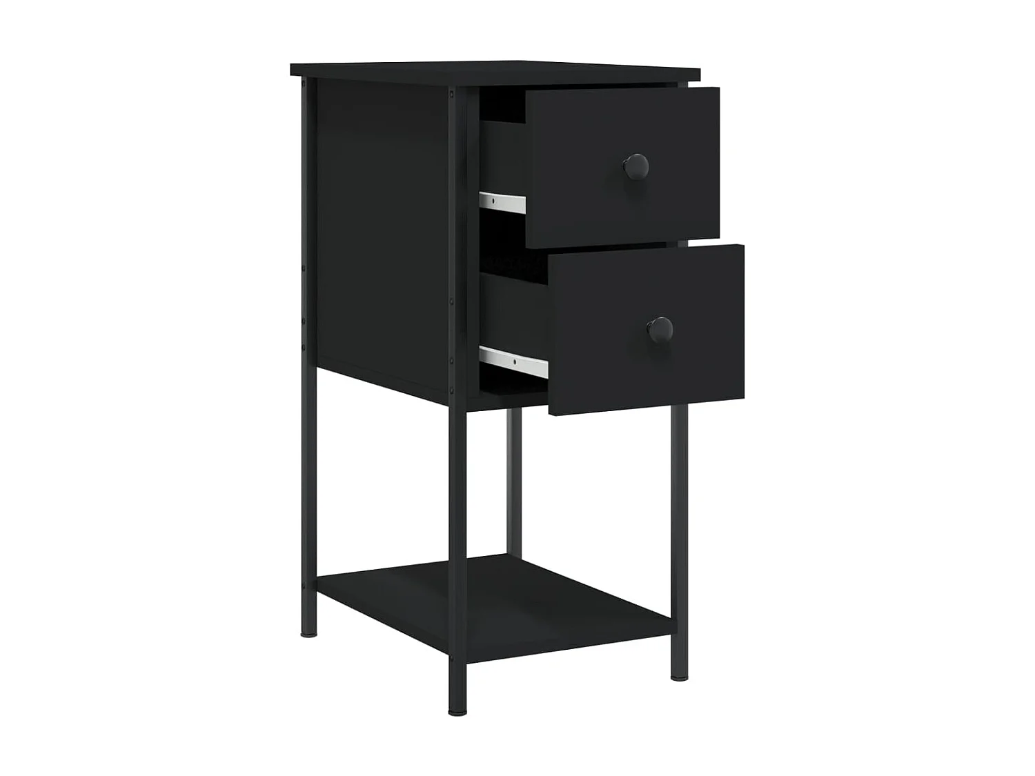 Portici  Mesitas de noche 2 uds madera de ingeniería negro 32x42x70 cm