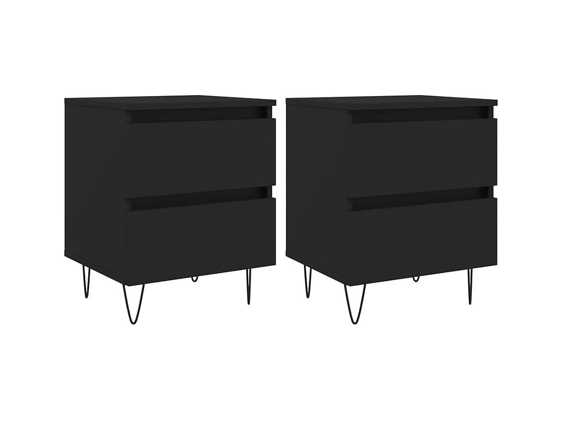 Charlie Cole  Tables de chevet 2 pcs noir 40x35x50 cm bois d’ingénierie