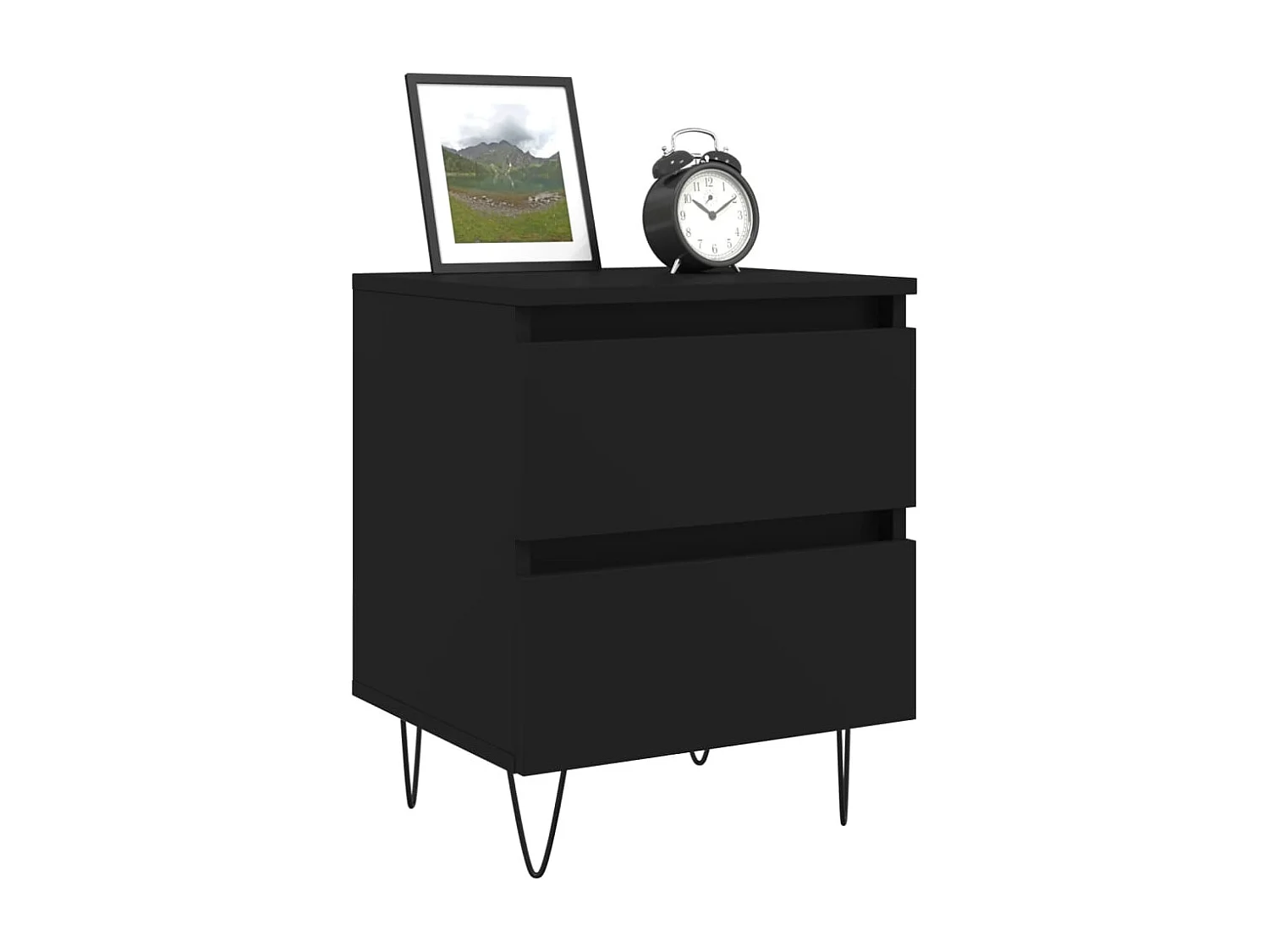 Charlie Cole  Comodini 2pz Neri 40x35x50 cm in Legno Multistrato