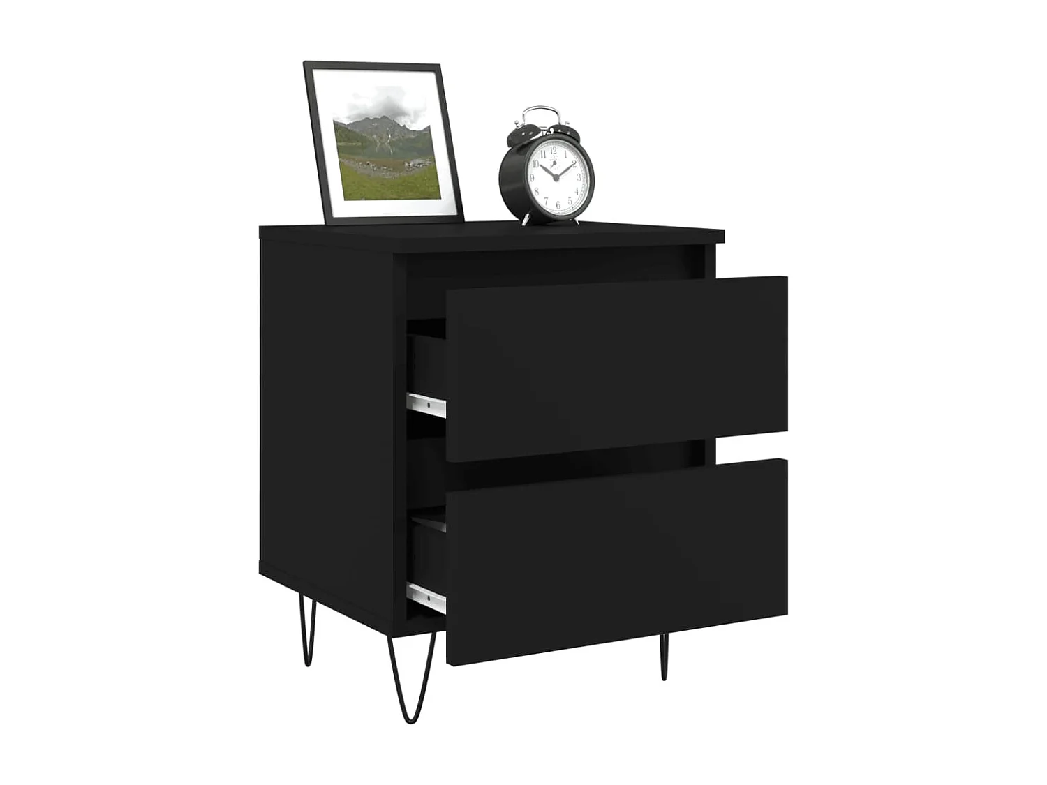 Charlie Cole  Comodini 2pz Neri 40x35x50 cm in Legno Multistrato