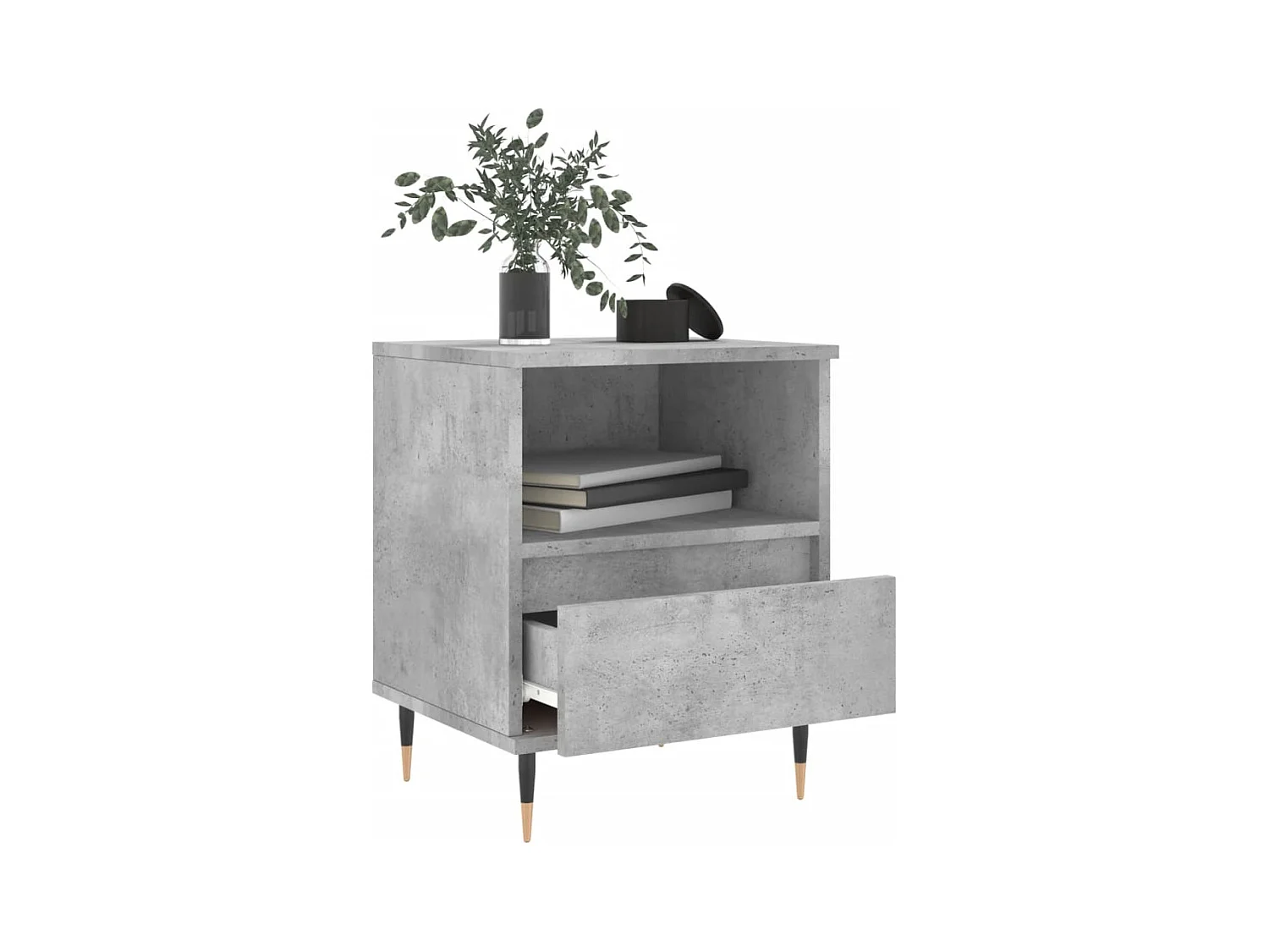 Blandon  Table de chevet gris béton 40x35x50 cm bois d’ingénierie