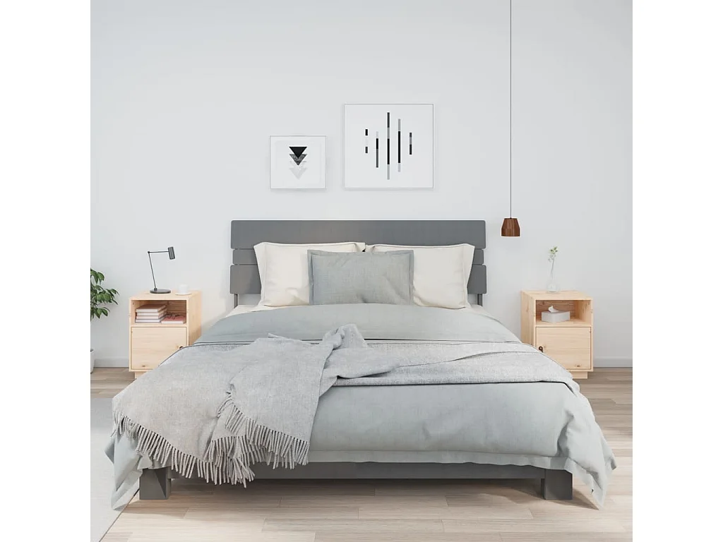 Soisy-sous-Montmorency  Mesitas de noche 2 uds madera maciza de pino 40x34x55 cm