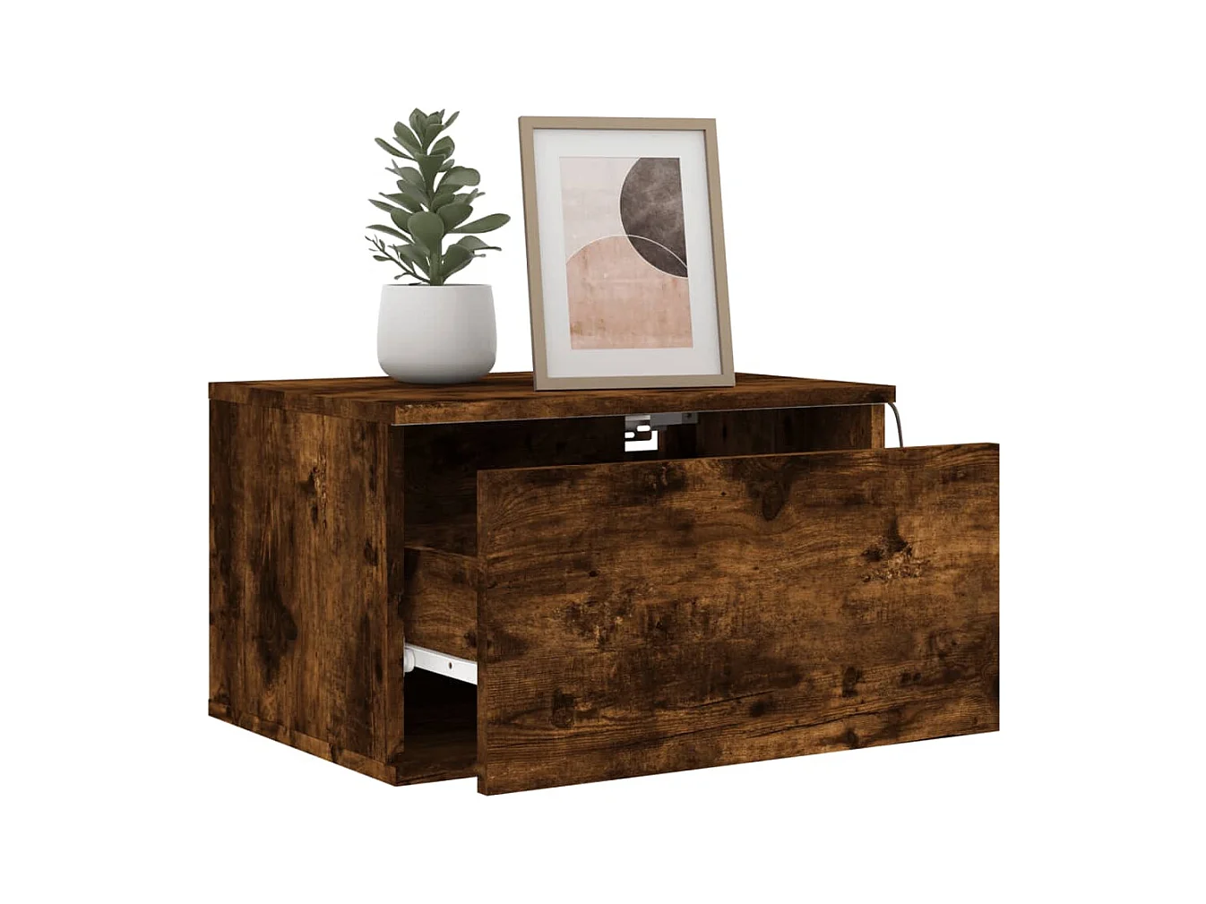 Vibeke  Tables de chevet murales avec lumières LED 2 pcs chêne fumé