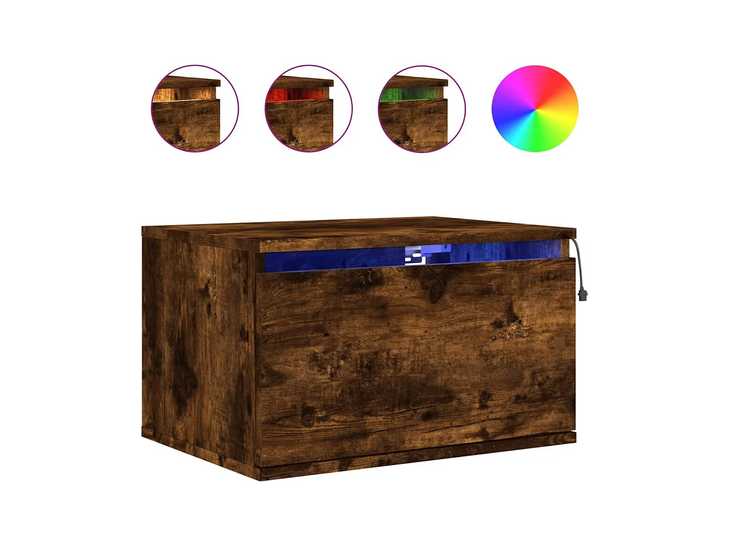 Vibeke  Tables de chevet murales avec lumières LED 2 pcs chêne fumé