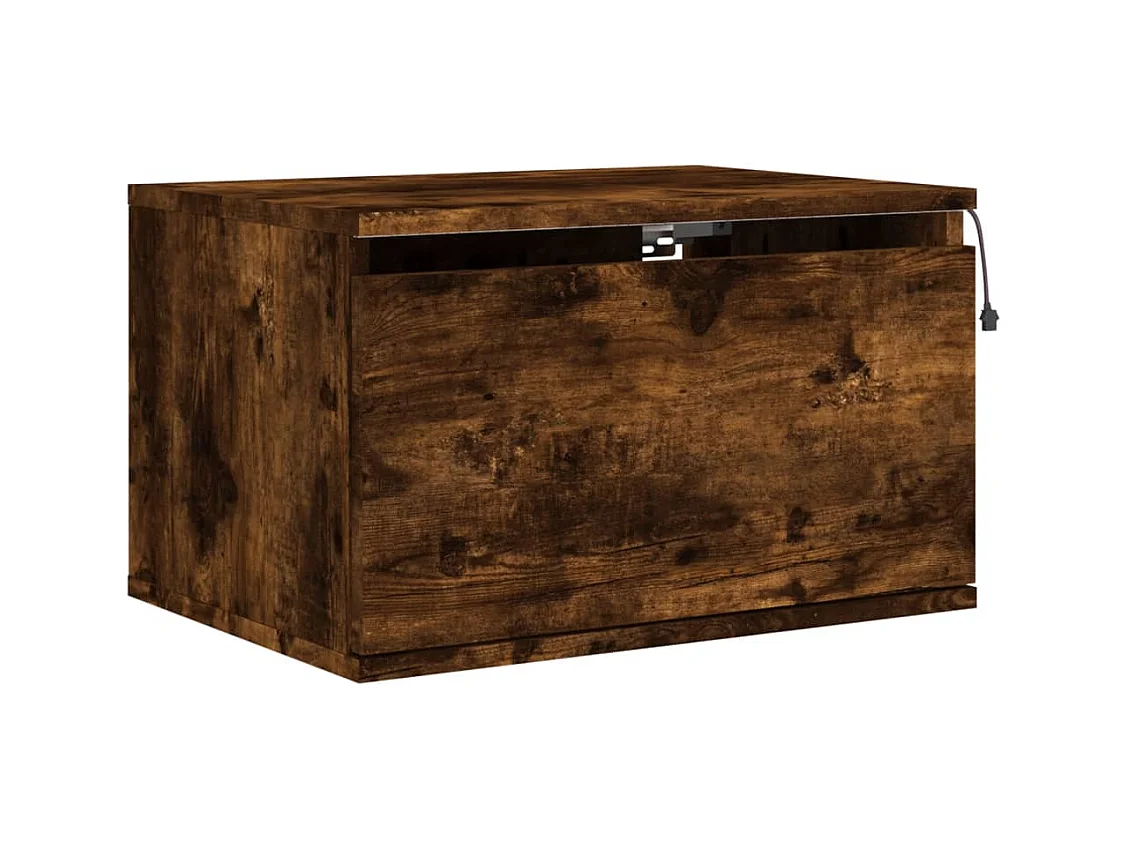 Vibeke  Tables de chevet murales avec lumières LED 2 pcs chêne fumé