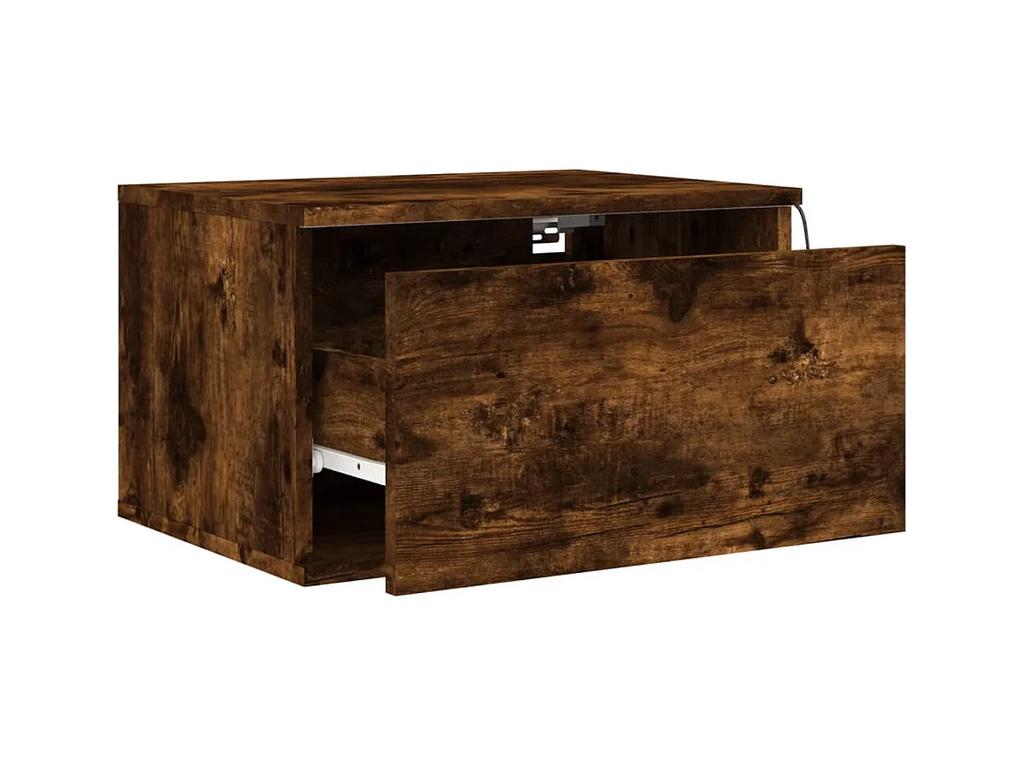 Vibeke  Tables de chevet murales avec lumières LED 2 pcs chêne fumé