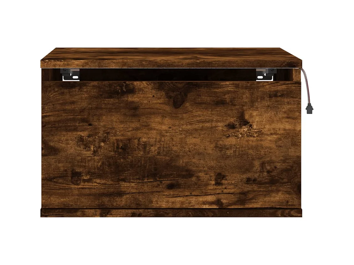 Vibeke  Tables de chevet murales avec lumières LED 2 pcs chêne fumé