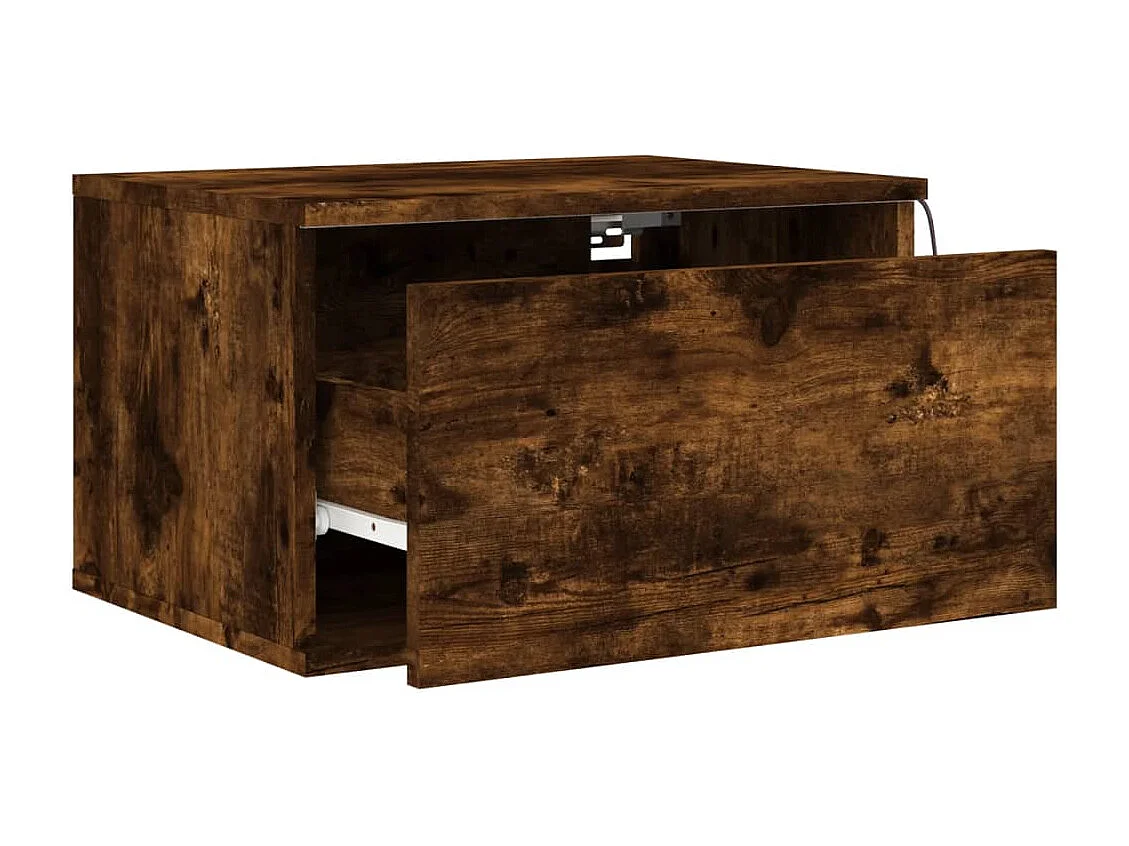 Vibeke  Tables de chevet murales avec lumières LED 2 pcs chêne fumé