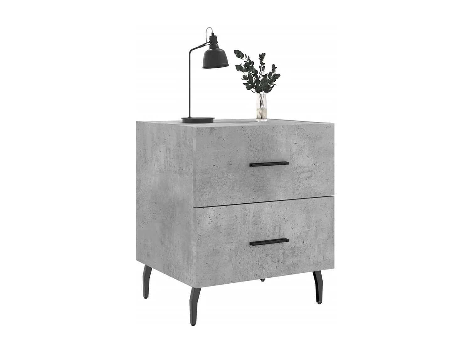 Brad John  Table de chevet gris béton 40x35x47,5 cm bois d’ingénierie