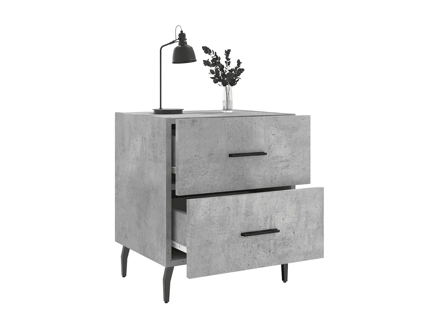 Brad John  Table de chevet gris béton 40x35x47,5 cm bois d’ingénierie