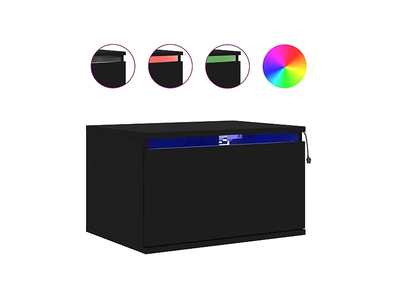 Vibeke  Wand-Nachttisch mit LED-Leuchten Schwarz