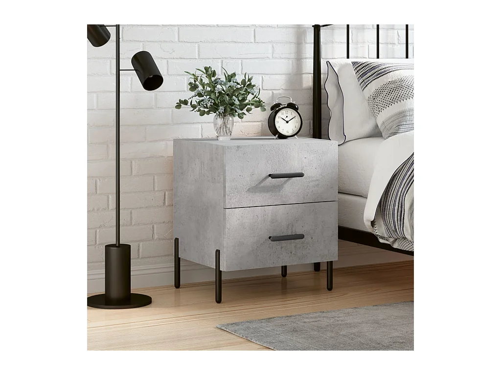 Mikael  Table de chevet gris béton 40x35x47,5 cm bois d’ingénierie