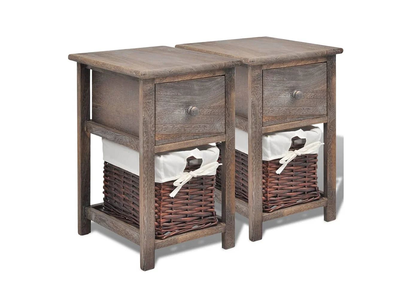 Anwar  Comodino da Notte Set 2 pz in Legno Marrone