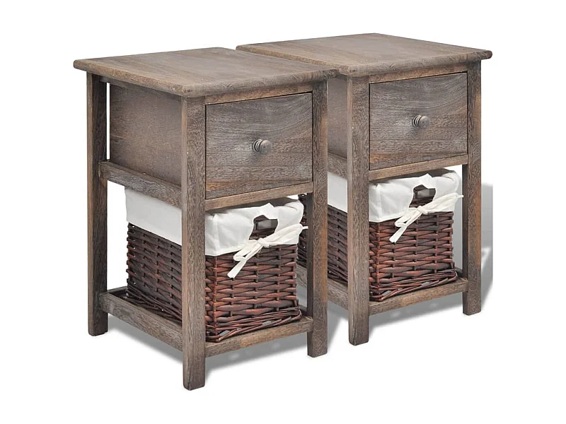 Anwar  Comodino da Notte Set 2 pz in Legno Marrone