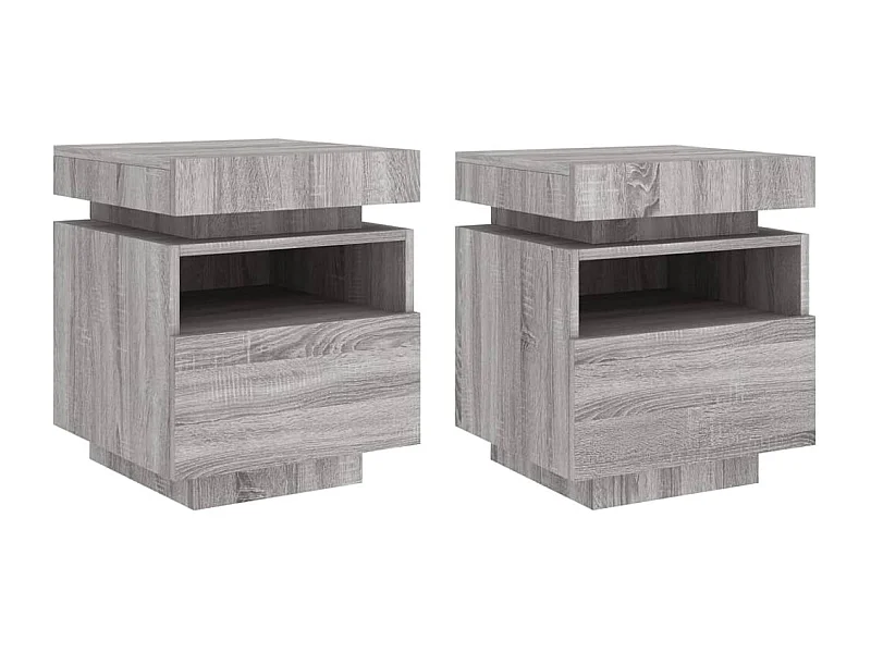 Josane  Nachttische mit LED-Leuchten 2 Stk. Grau Sonoma 40x39x48,5 cm