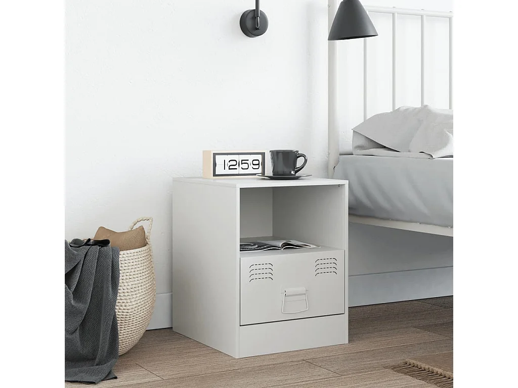 Elthor  Table de chevet blanc 34,5x39x44 cm acier