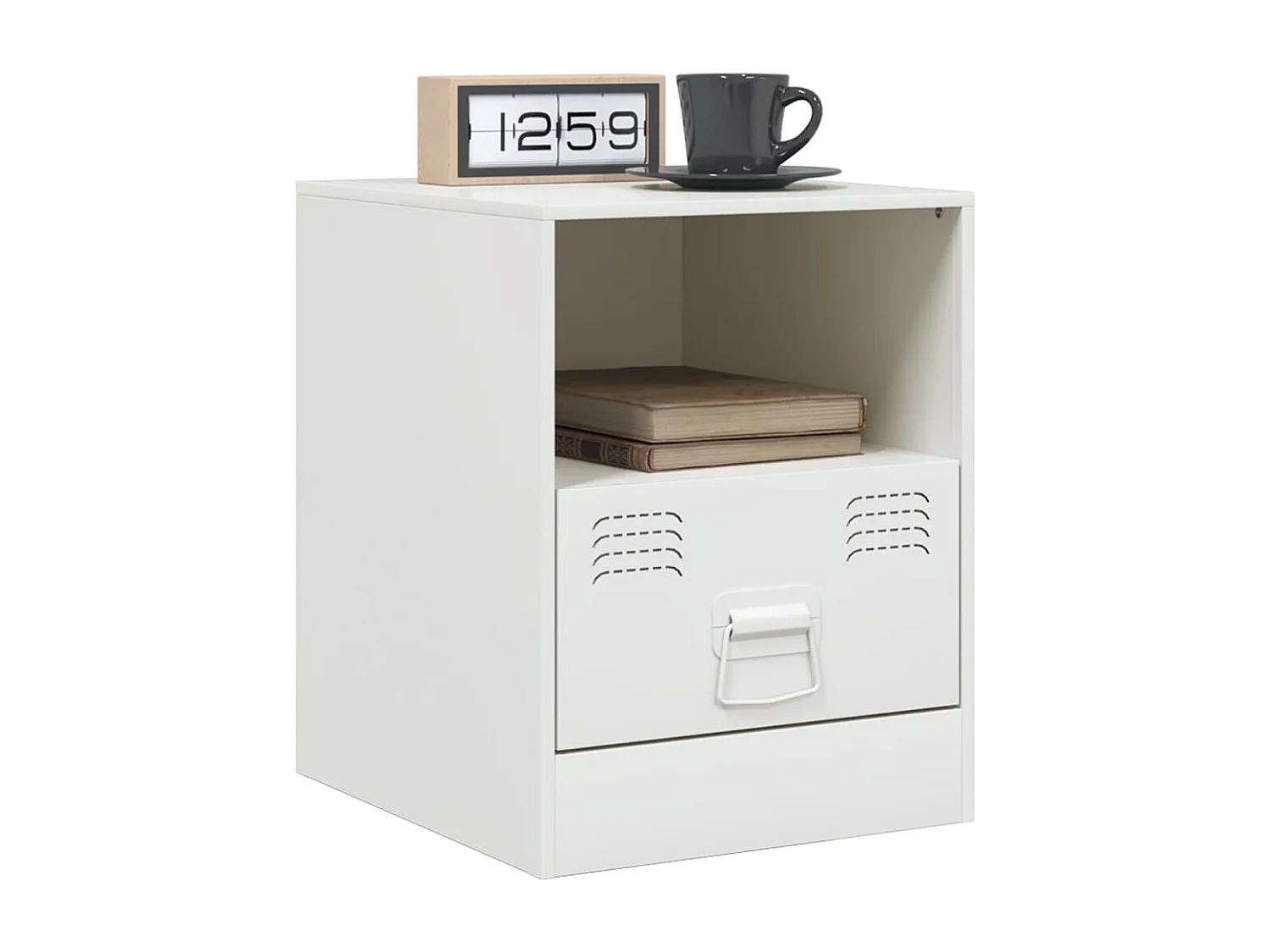 Elthor  Table de chevet blanc 34,5x39x44 cm acier