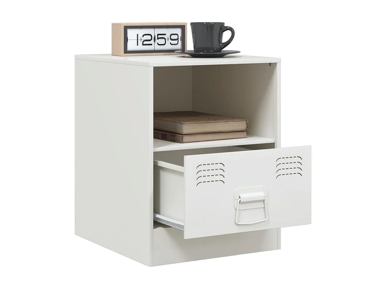 Elthor  Table de chevet blanc 34,5x39x44 cm acier