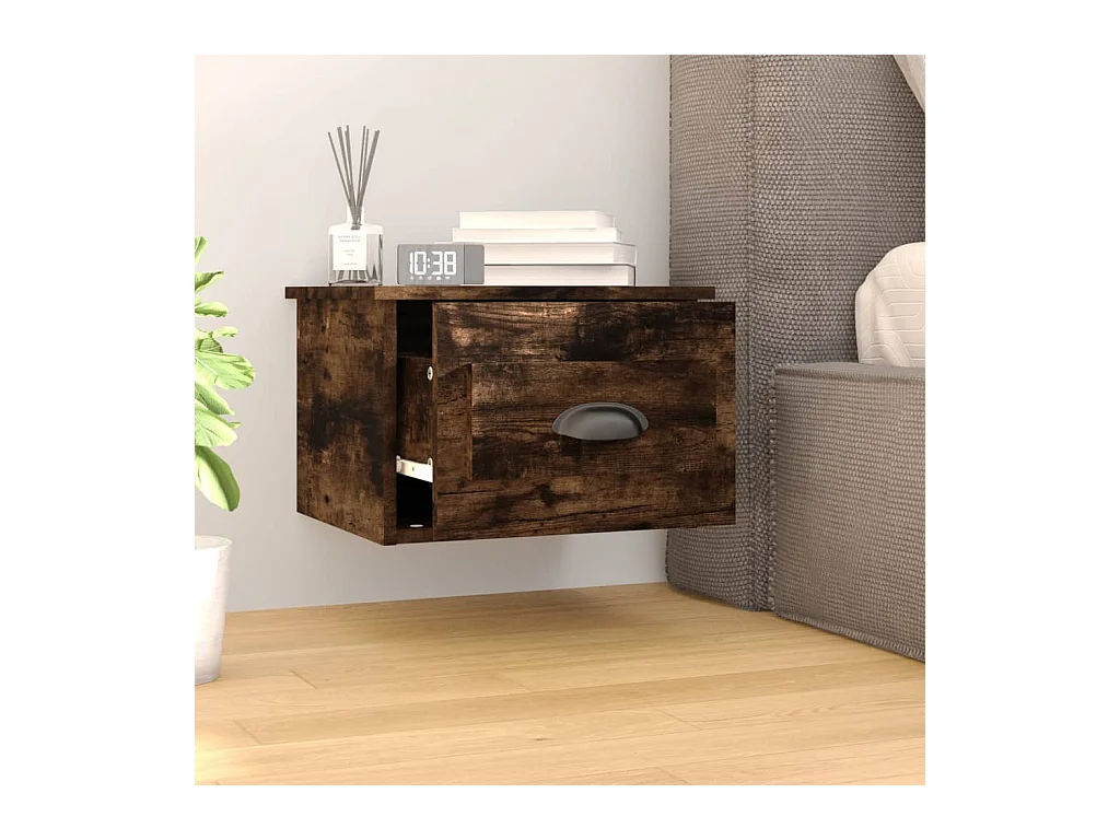 Boven-Leeuwen  Table de chevet murale chêne fumé 41,5x36x28 cm