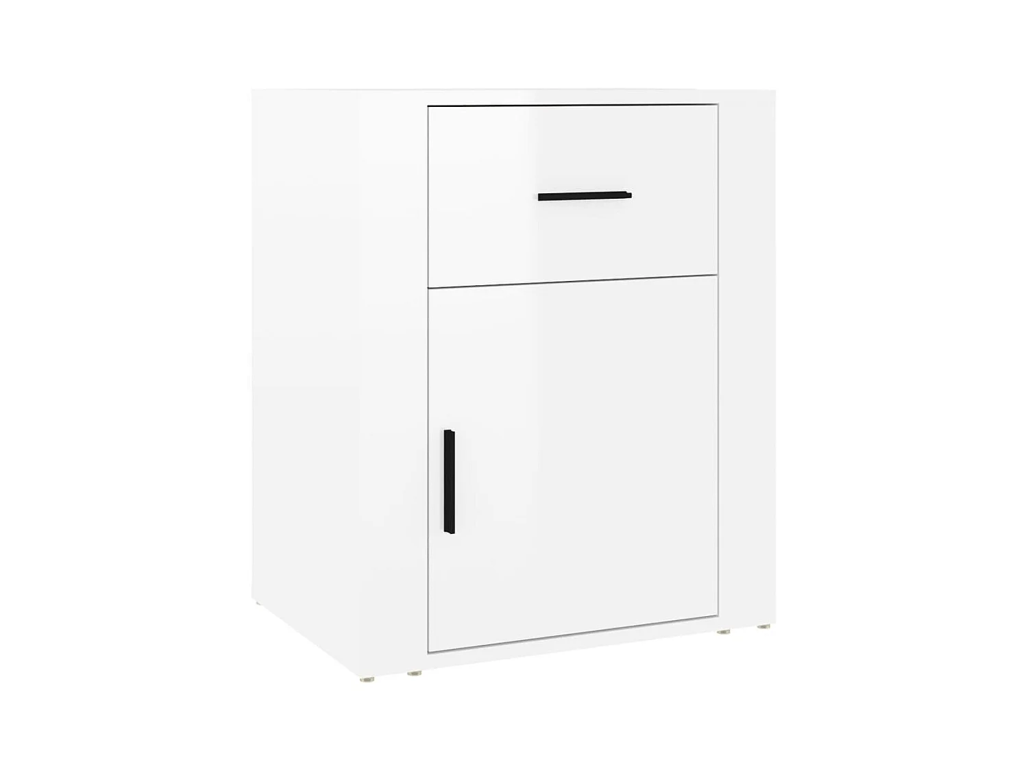 Arkport  Comodino Bianco Lucido 50x36x60 cm in Legno Multistrato