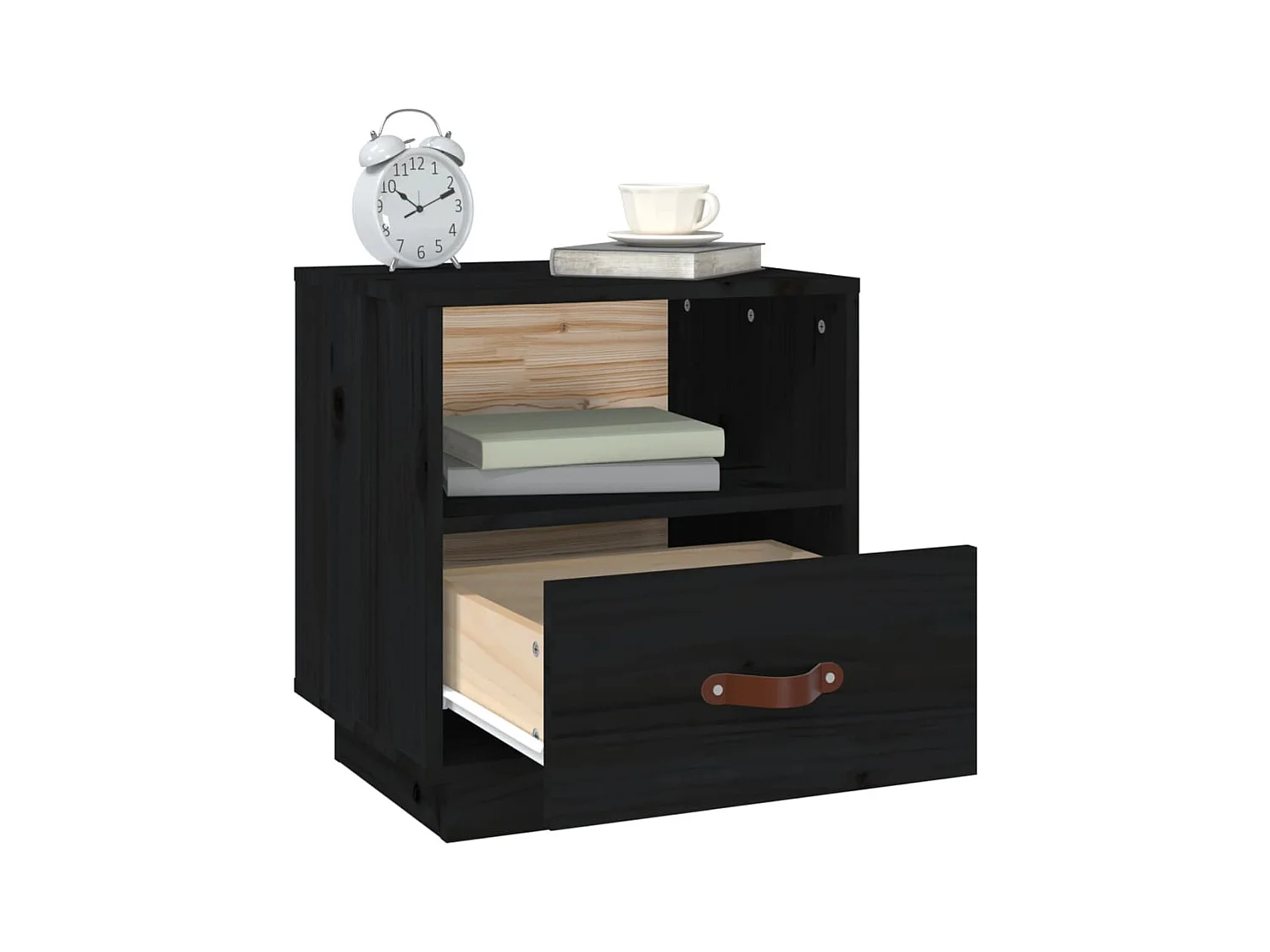 Lydar  Tables de chevet 2 pcs Noir 40x34x45 cm Bois de pin massif