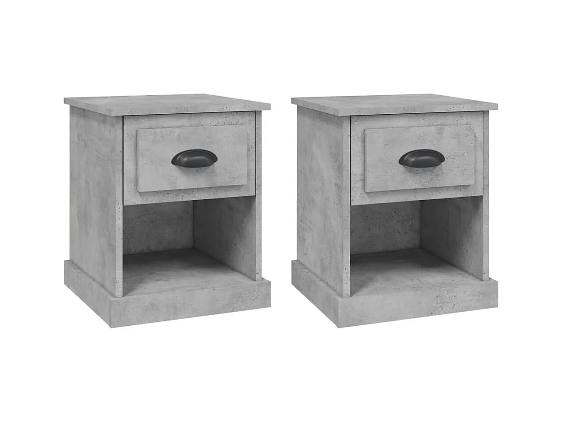 Cicero  Tables de chevet 2 pcs gris béton 39x39x47,5 cm bois ingénierie