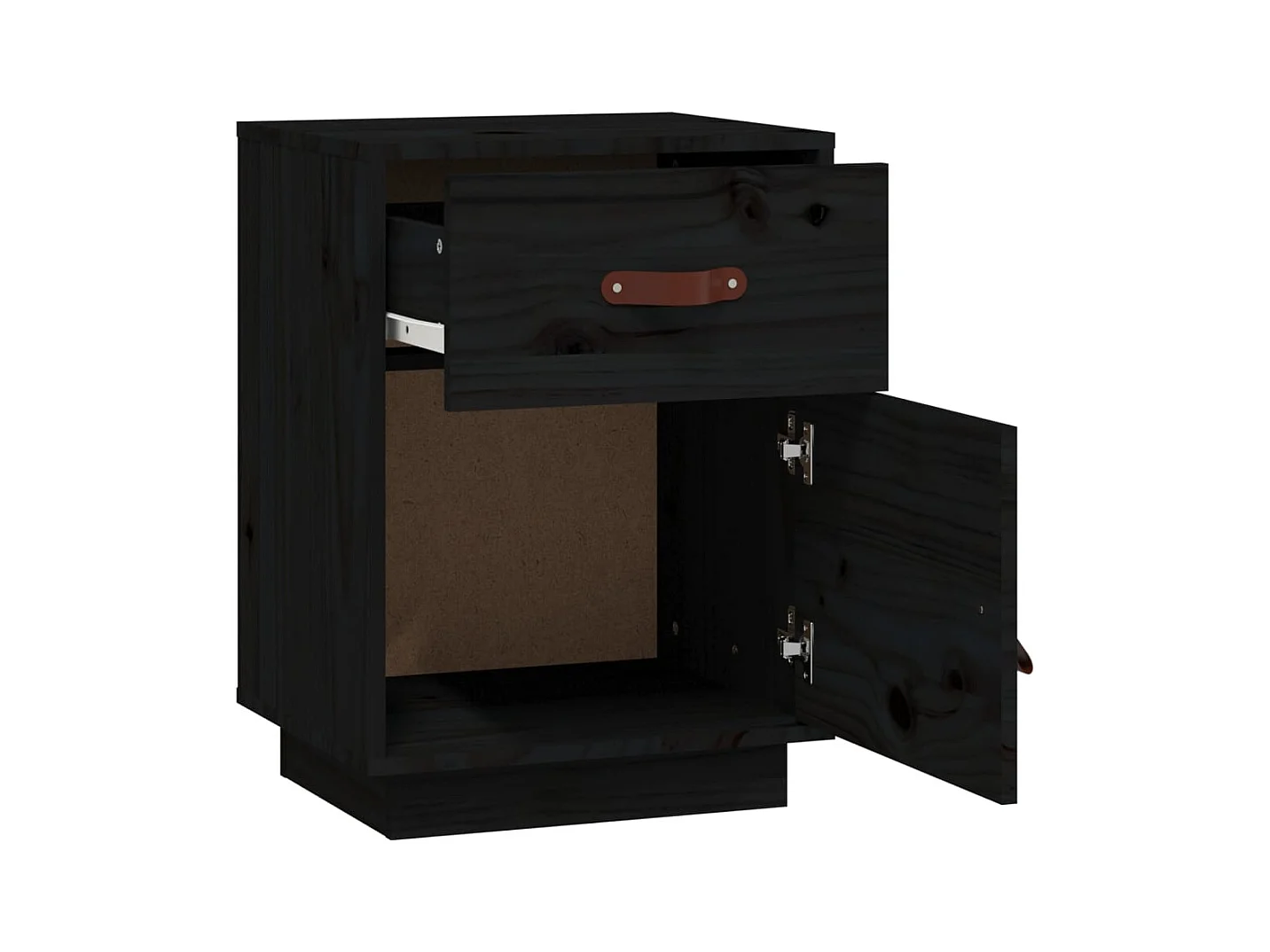 Yaldir  Tables de chevet 2 pcs Noir 40x34x55 cm Bois de pin massif