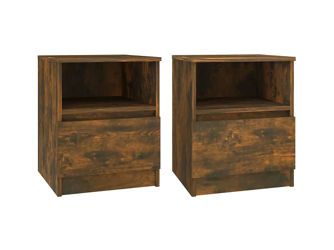 Wouter  Tables de chevet 2 pcs chêne fumé 40x40x50 cm bois d'ingénierie