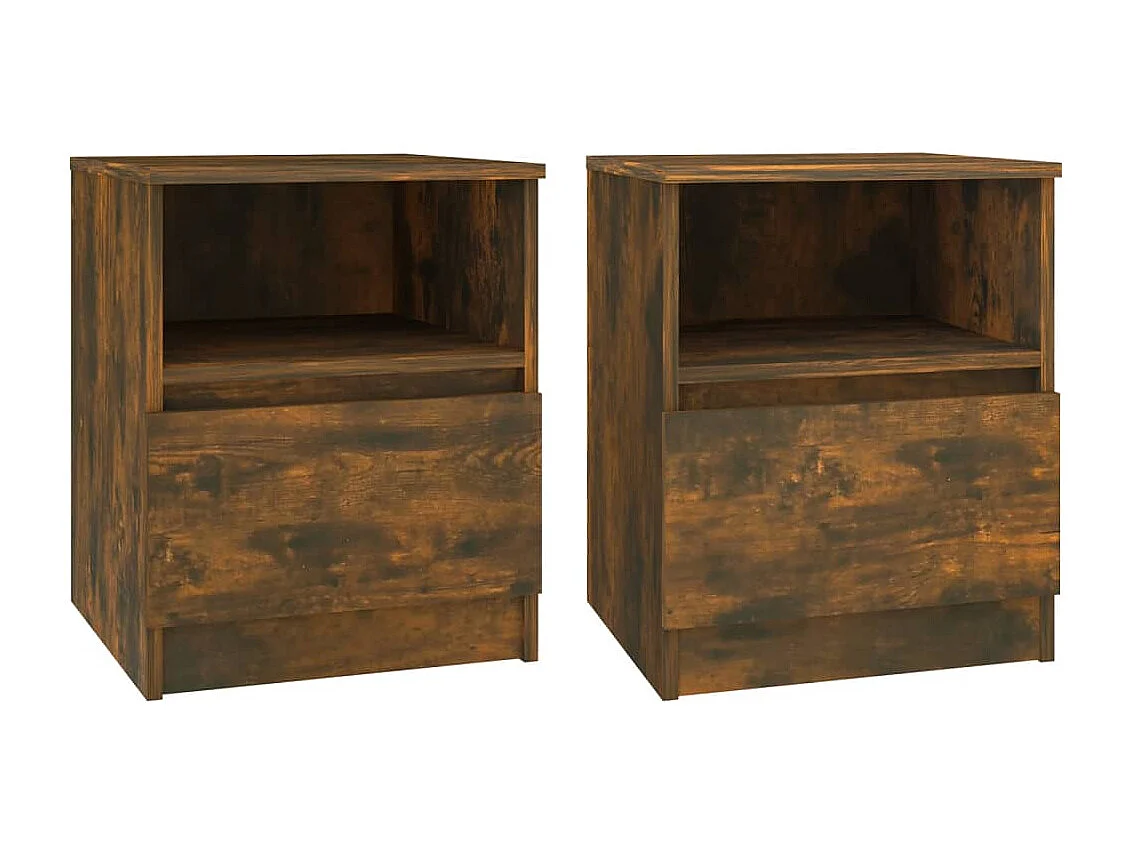 Wouter  Tables de chevet 2 pcs chêne fumé 40x40x50 cm bois d'ingénierie
