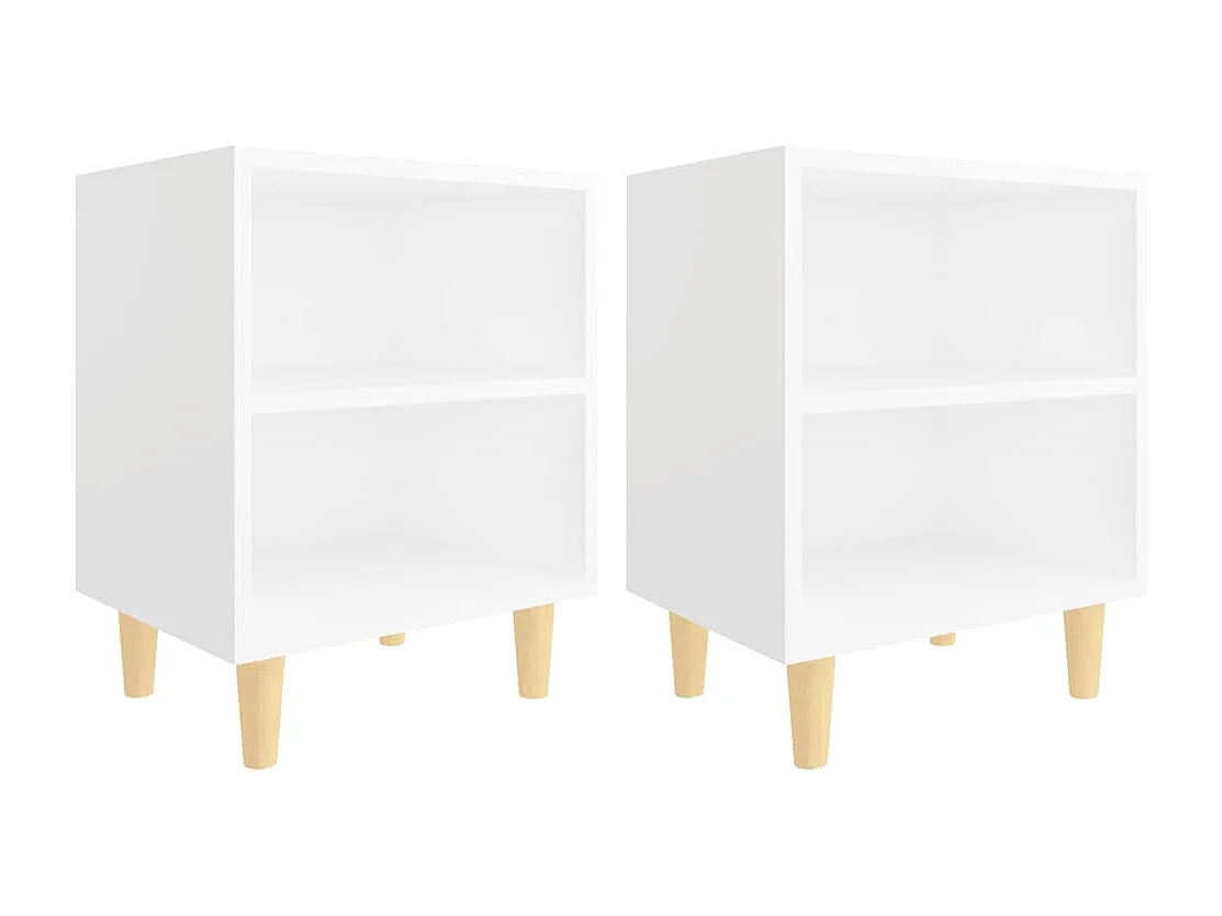 Haugesund  Tables de chevet avec pieds en bois 2 pcs Blanc 40x30x50 cm